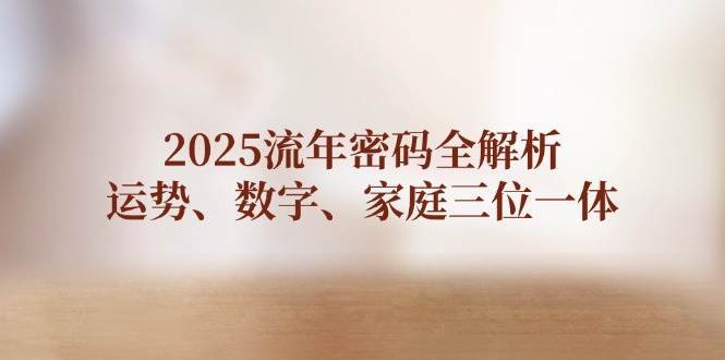 2025流年密码全解析，运势、数字、家庭三位一体网赚项目-副业赚钱-互联网创业-独家轻创IP星泽云创