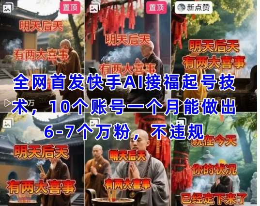 全网首发快手AI接福起号涨粉技术，10个账号一个月能做出6-7个万粉，不违规网赚项目-副业赚钱-互联网创业-独家轻创IP星泽云创