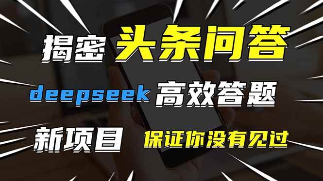 （14480期）头条问答，刚出的新玩法！保证你没见过！用DeepSeek去高效答题，一个账…网赚项目-副业赚钱-互联网创业-独家轻创IP星泽云创