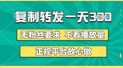 转发视频一天3张+，正规平台放心做，不看播放量，无粉丝要求，随时随地挣收益【揭秘】网赚项目-副业赚钱-互联网创业-独家轻创IP星泽云创