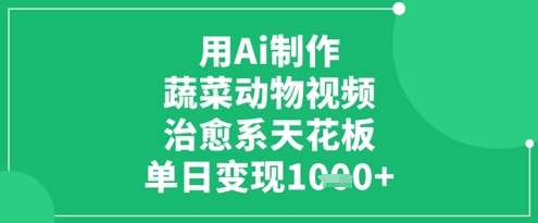 用Ai制作蔬菜动物视频，治愈系天花板，单日变现1k网赚项目-副业赚钱-互联网创业-独家轻创IP星泽云创