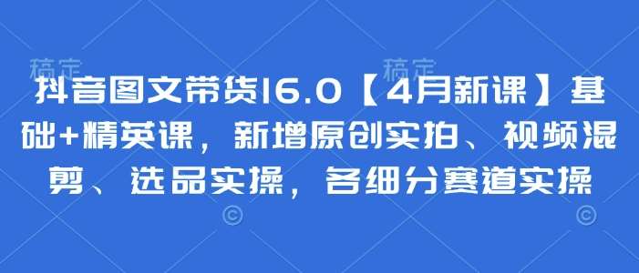 抖音图文带货16.0【4月新课】基础+精英课，新增原创实拍、视频混剪、选品实操，各细分赛道实操网赚项目-副业赚钱-互联网创业-独家轻创IP星泽云创