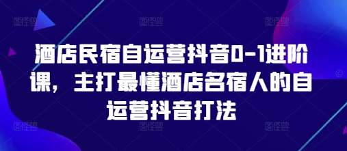 酒店民宿自运营抖音0-1进阶课，主打最懂酒店名宿人的自运营抖音打法网赚项目-副业赚钱-互联网创业-独家轻创IP星泽云创
