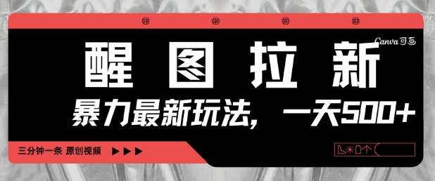 醒图拉新，暴力新玩法，光用手机三分钟制作一条视频，一天轻松5张网赚项目-副业赚钱-互联网创业-独家轻创IP星泽云创