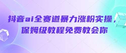 抖音ai全赛道暴力涨粉实操，保姆级教程免费教会你网赚项目-副业赚钱-互联网创业-独家轻创IP星泽云创