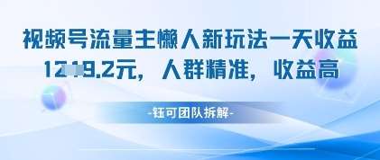 视频号流量主懒人新玩法，一天收益1k，人群精准收益高网赚项目-副业赚钱-互联网创业-独家轻创IP星泽云创