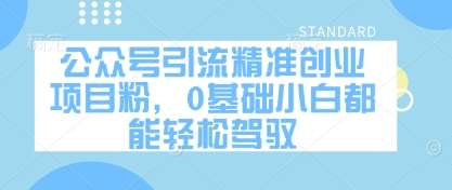 公众号引流精准创业项目粉，0基础小白都能轻松驾驭网赚项目-副业赚钱-互联网创业-独家轻创IP星泽云创
