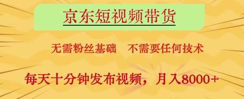 京东短视频带货，无需粉丝基础，不需要任何技术，每天十分钟发布视频，月入8k【揭秘】网赚项目-副业赚钱-互联网创业-独家轻创IP星泽云创
