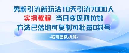 男粉引流新玩法10天引流7000人当日变现四位数可复制可批量0封号网赚项目-副业赚钱-互联网创业-独家轻创IP星泽云创