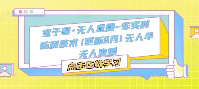 宝子哥·无人直播-非实时防风技术(更新25年5月)无人半无人直播网赚项目-副业赚钱-互联网创业-独家轻创IP星泽云创