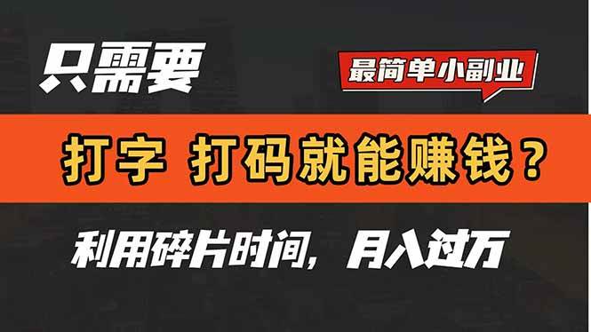 （14673期）只需要打字，打码，就能赚钱？简单的赚钱小副业，利用碎片时间，月入过万网赚项目-副业赚钱-互联网创业-独家轻创IP星泽云创