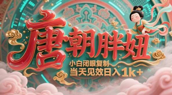 用AI克隆“唐朝胖妞”日更3条，平台疯狂推流，小白闭眼复制，当天见效，日入1k+网赚项目-副业赚钱-互联网创业-独家轻创IP星泽云创
