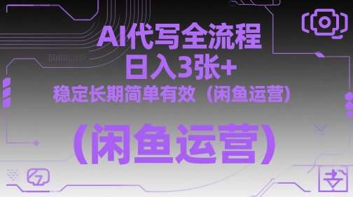 AI代写全流程，日入3张+，稳定长期简单有效（闲鱼运营）网赚项目-副业赚钱-互联网创业-独家轻创IP星泽云创