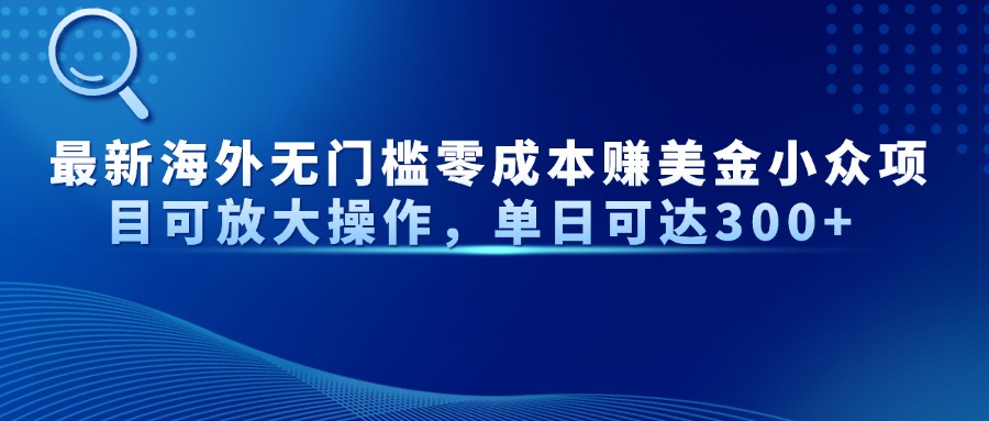 最新海外无门槛零成本赚美金小众项目可放大操作，单日可达300+网赚项目-副业赚钱-互联网创业-独家轻创IP星泽云创